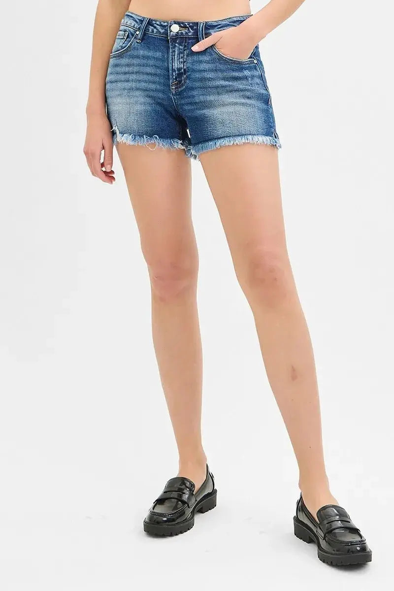 Women's Plus Size Denim Shorts Denim Shorts - Plus Size Low Rise Frayed Hem - Casual