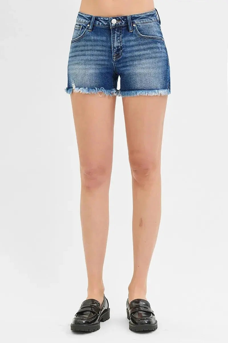 Women's Plus Size Denim Shorts Denim Shorts - Plus Size Low Rise Frayed Hem - Casual
