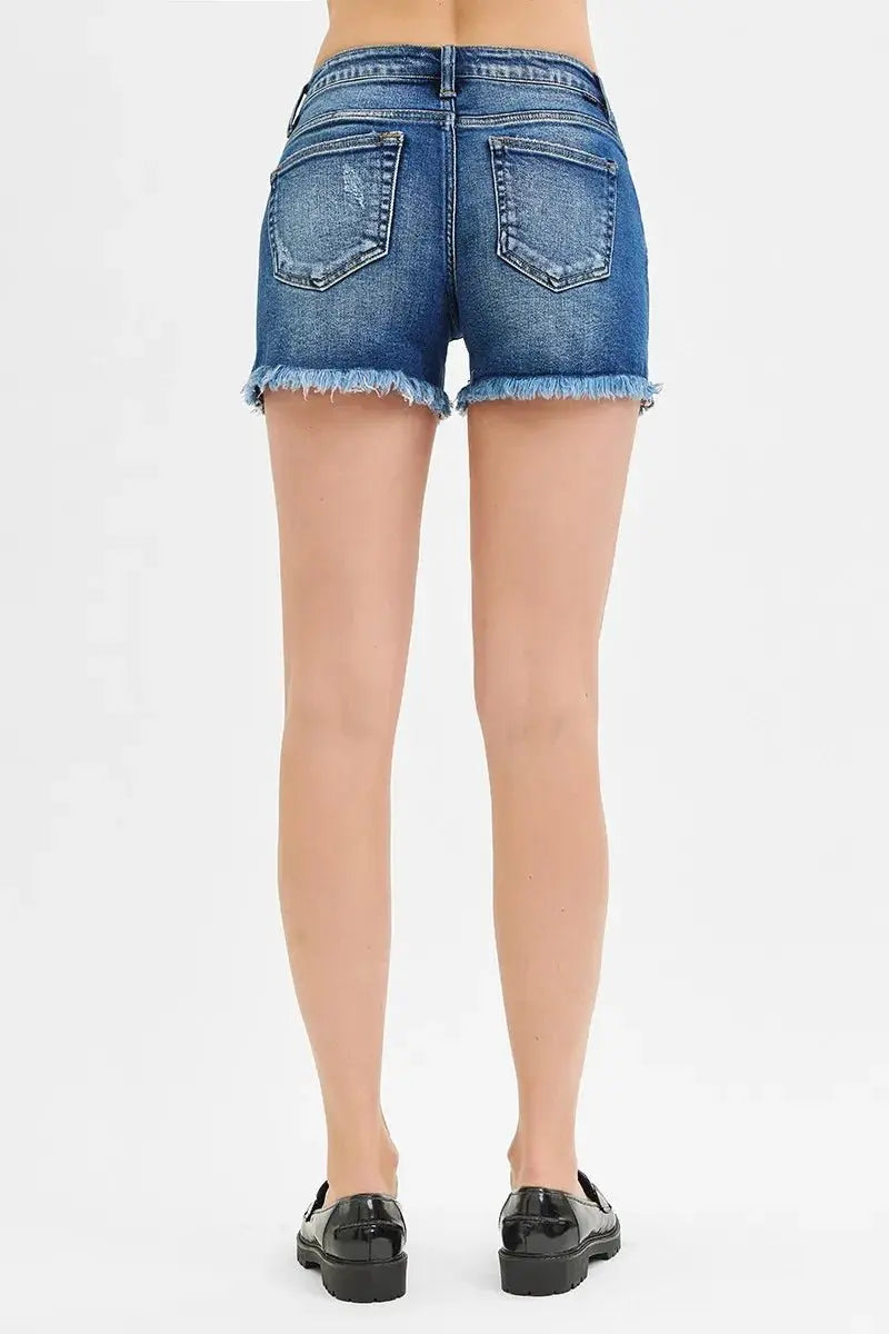 Women's Plus Size Denim Shorts Denim Shorts - Plus Size Low Rise Frayed Hem - Casual