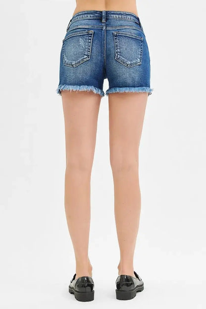 Women's Plus Size Denim Shorts Denim Shorts - Plus Size Low Rise Frayed Hem - Casual
