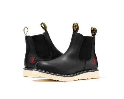 ROCKROOSTER Capitola Men's 6 inch Black Steel Toe Wedge Work Boots SAP101