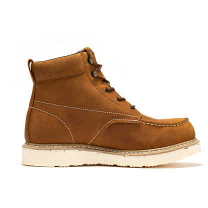 ROCKROOSTER Edgewood Men's 6 inch Brown steel toe waterproof wedge work boots SAP858