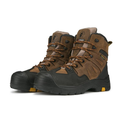 ROCKROOSTER Woodland Brown 6 inch Waterproof Safety Toe Leather Work Boots AK669