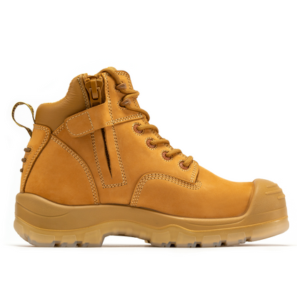 rockrooster Woodland Wheat 6 inch Composite Toe Zip-sided Leather Work Boots AK659