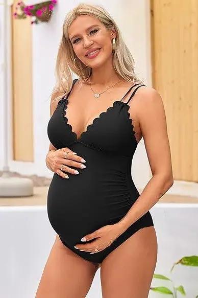 Maternity Swimsuit | Charmo Scallop V Neck Support