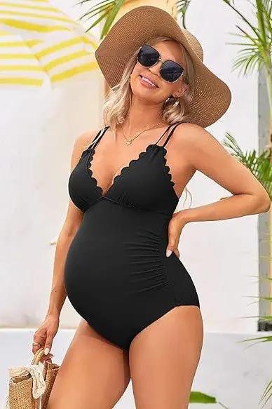 Maternity Swimsuit | Charmo Scallop V Neck Support