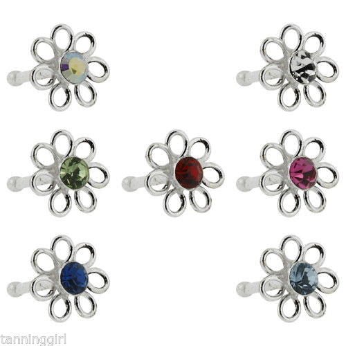 20 Gauge Nose Bone Sterling Silver Flower