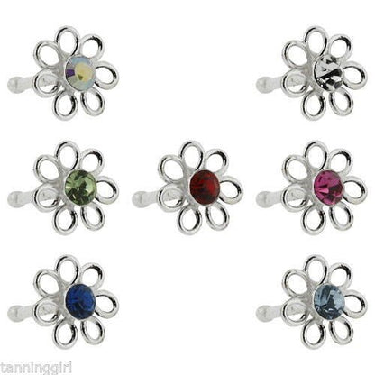 20 Gauge Nose Bone Sterling Silver Flower