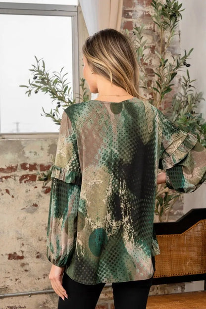 Women's Long Sleeve Top - Snakeskin Print - Chic Style