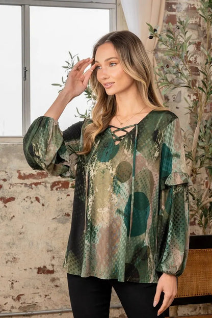Women's Long Sleeve Top - Snakeskin Print - Chic Style