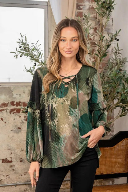 Women's Long Sleeve Top - Snakeskin Print - Chic Style