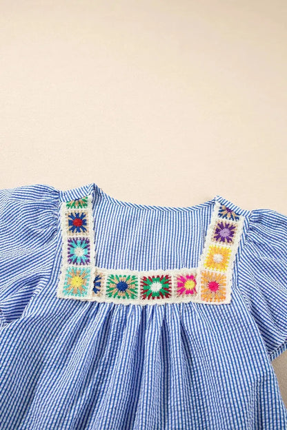 Women's Blouse - Stripe Ruffle Detail - Boho Chic & Comfy Top
