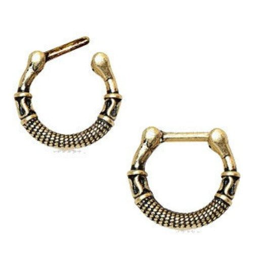 Greek Inspired Antique Gold Septum Clicker | Unisex | 316L Surgical Steel