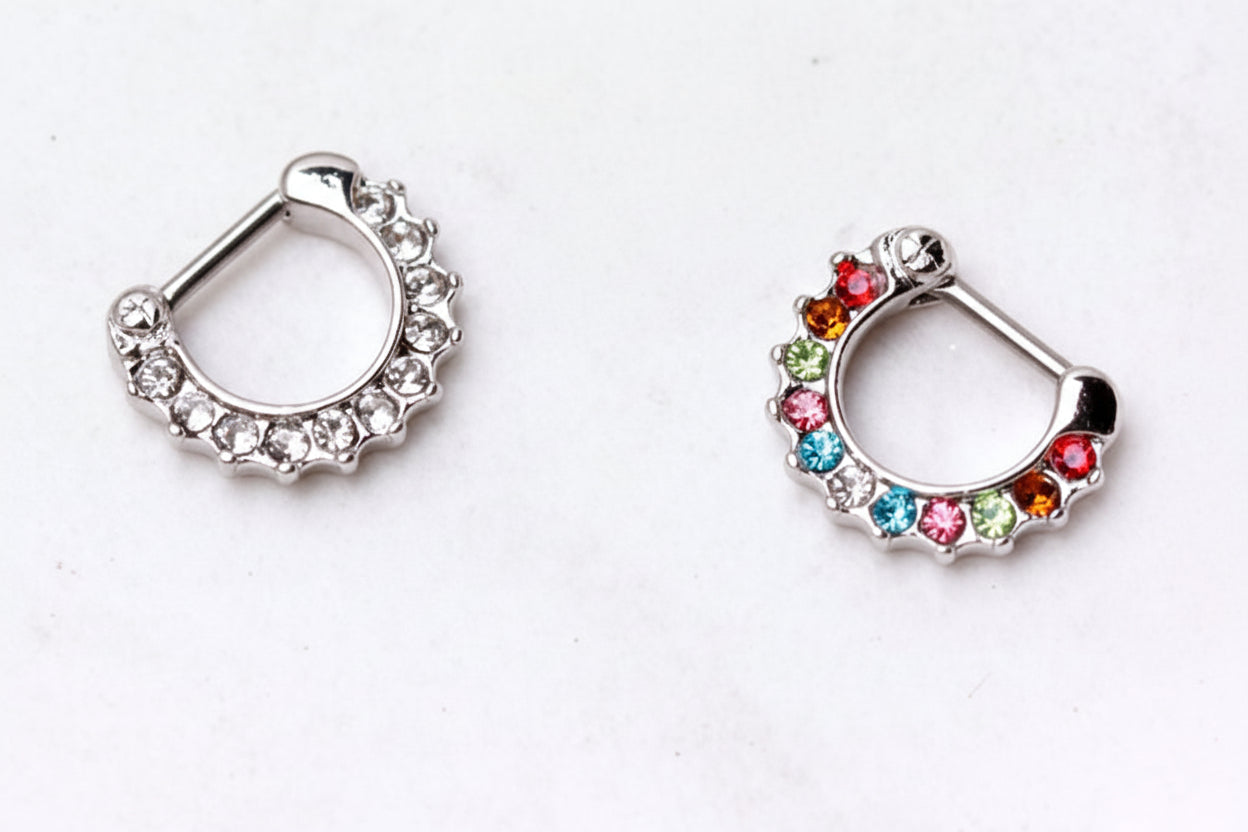 316L Surgical Steel CZ Gemmed Septum Clicker