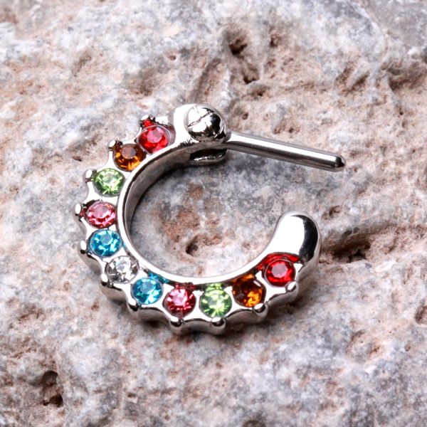 316L Surgical Steel CZ Gemmed Septum Clicker