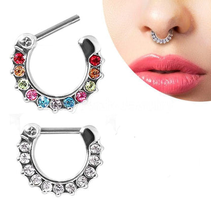 316L Surgical Steel CZ Gemmed Septum Clicker