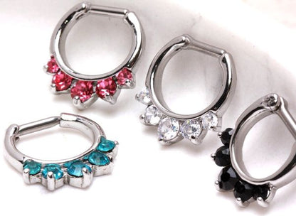 316L Surgical Steel Gemmed Princess Septum Clicker