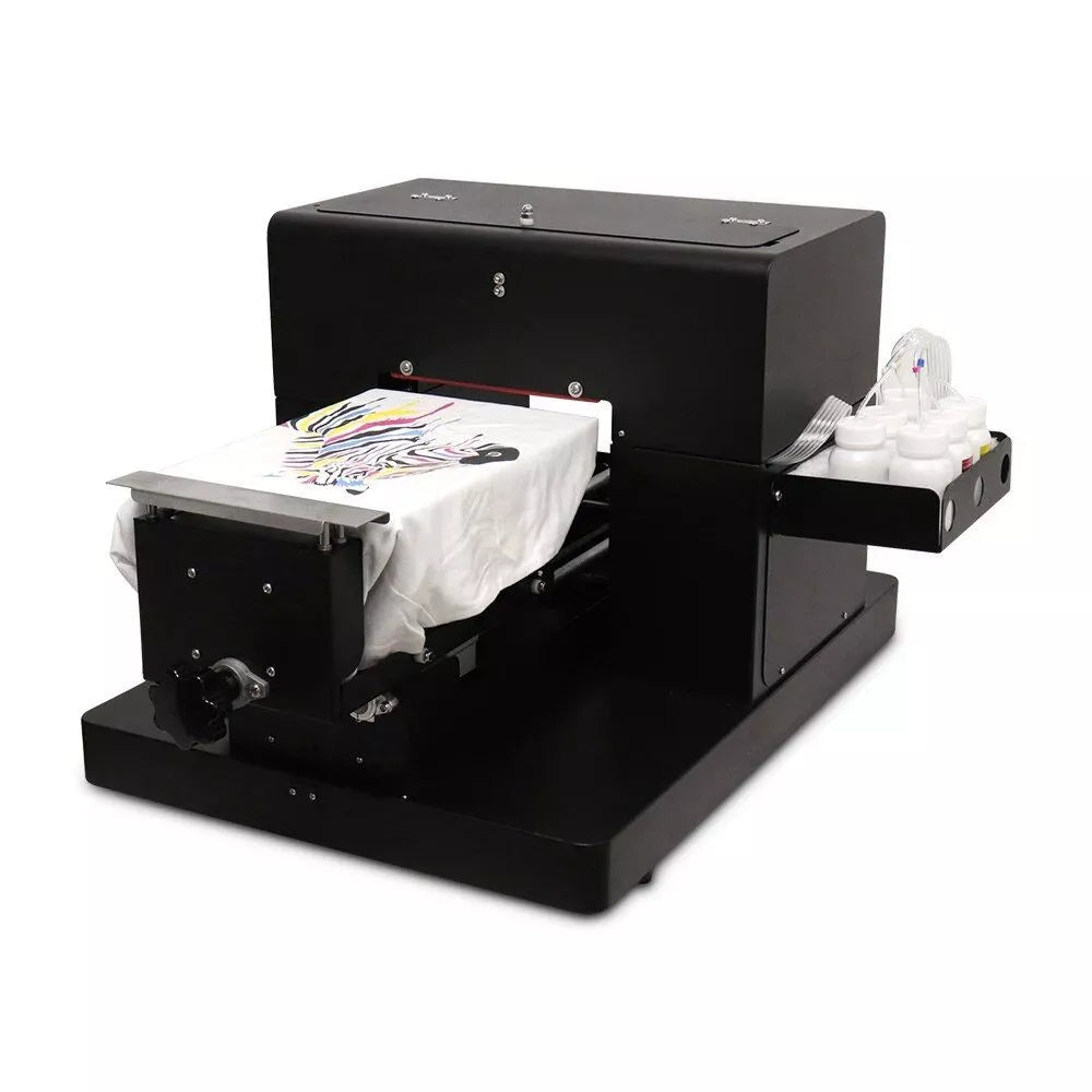A4 Multicolor Flatbed DTG T-Shirt Printer – Direct-to-Garment Printing for Dark & Light Fabrics