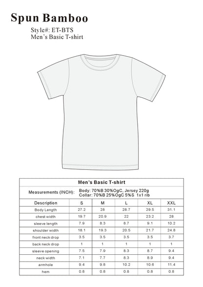 The Original Bamboo Viscose Organic Cotton Short Sleeve T Shirt Classic Cut