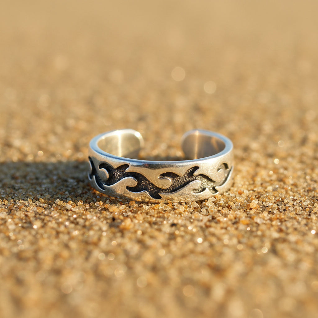 Adjustable Tribal Sterling Silver Toe Ring