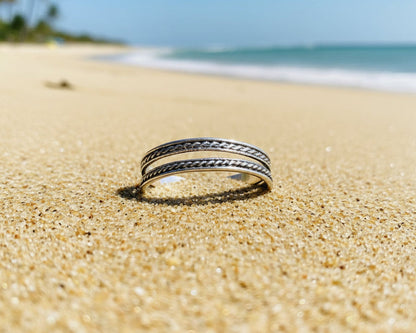 Adjustable Double Rope Sterling Silver Toe Ring
