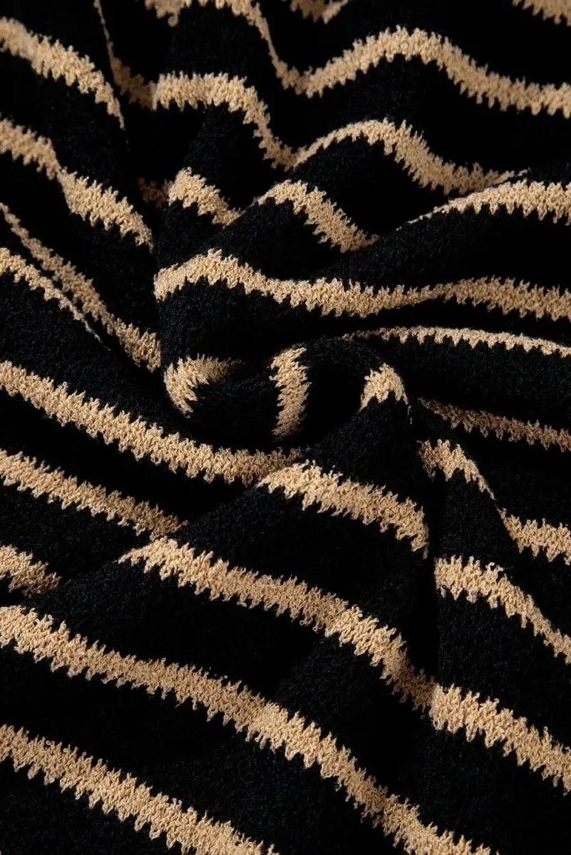 Sweaters Love Salve Black Striped Sweater Women's Casual Winter Top: Oversized & Trendy