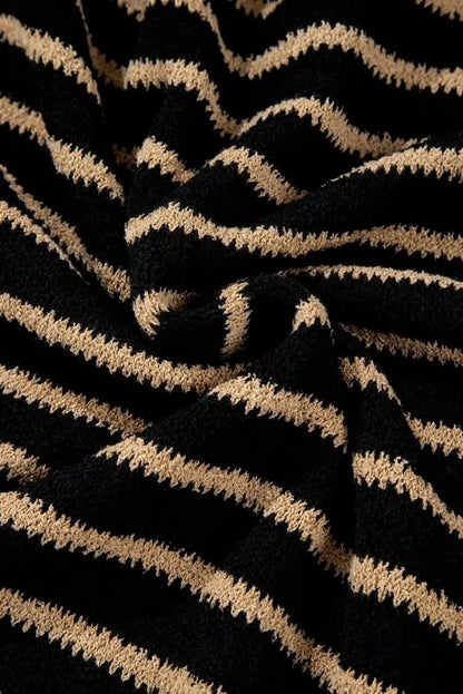 Sweaters Love Salve Black Striped Sweater Women's Casual Winter Top: Oversized & Trendy