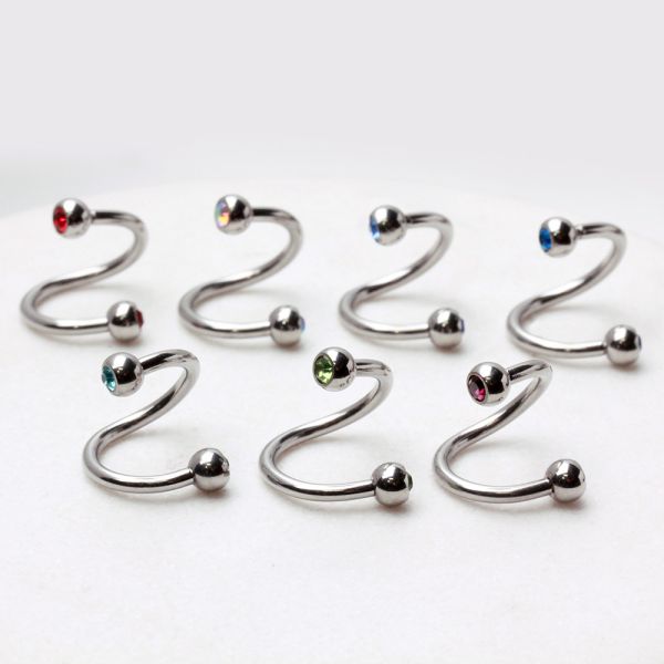 316L Surgical Steel Twist with Gemmed Balls