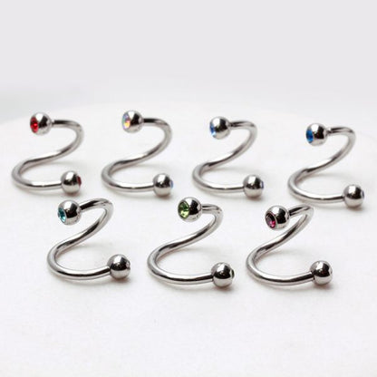 316L Surgical Steel Twist with Gemmed Balls