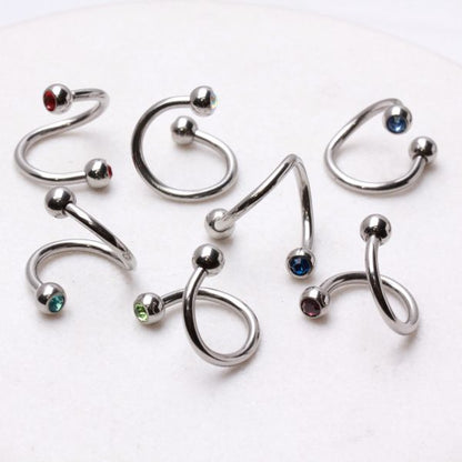 316L Surgical Steel Twist with Gemmed Balls