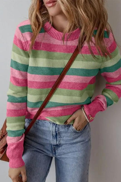 Sweaters YNIQUE Color Block Sweater Women's Fall Fashion Ribbed Knit Top